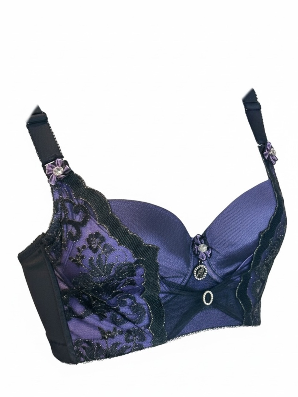 Long Lace Push-Up Corset Style Bra Goth Fairy Lavender Lace 32B New